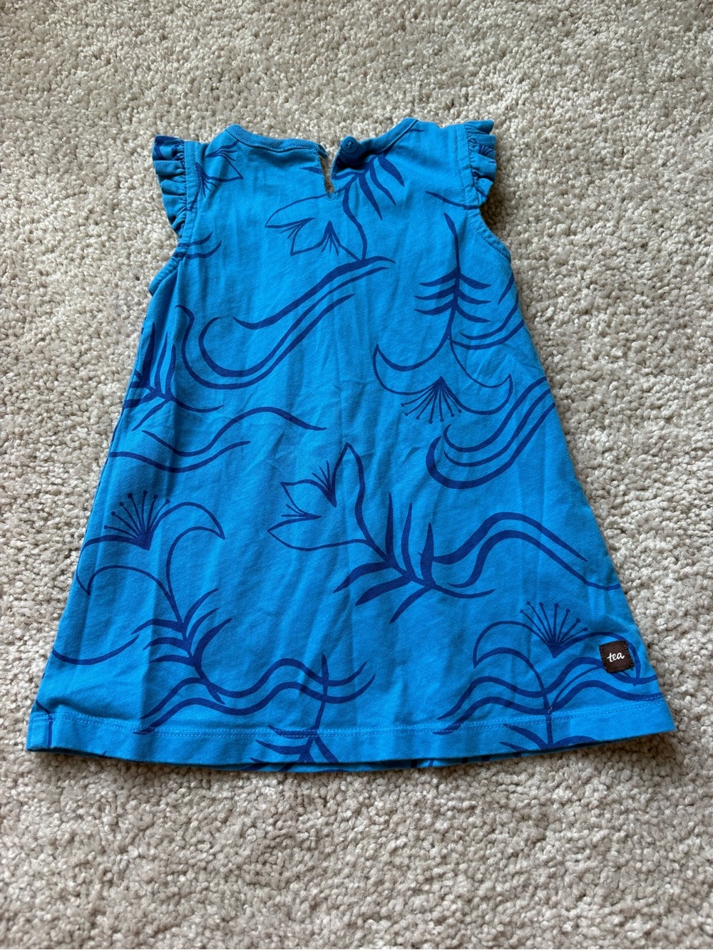 Tea Collection Blue Floral-Print Ruffle-Sleeve Dress - Picture 5 of 5